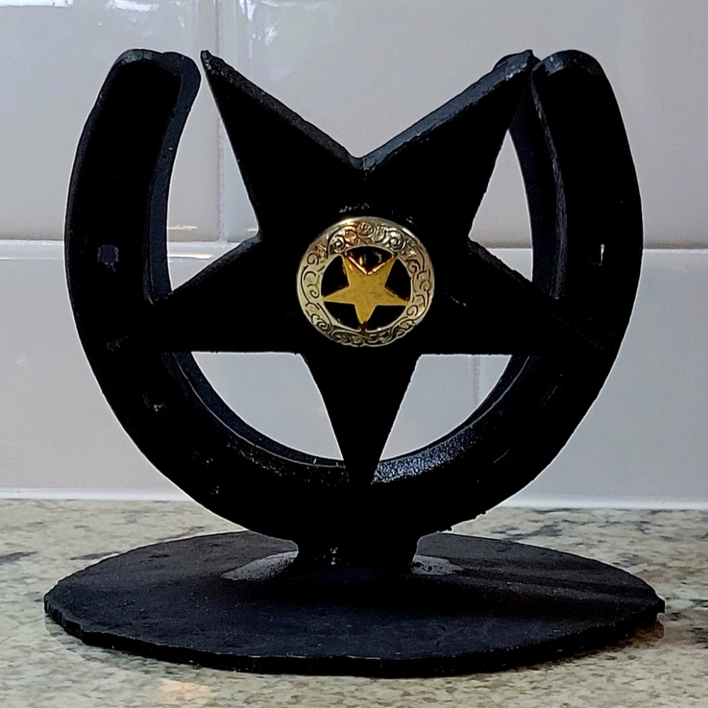 Vintage Cast Iron Horseshoe Napkin or Mail Holder